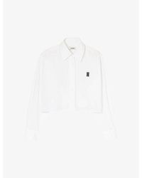 Sandro - Logo-embroidered Cropped Cotton Shirt - Lyst