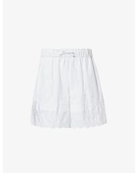 Simone Rocha - Text-embroidered Drawstring-waist Cotton Shorts - Lyst