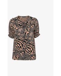 Whistles - maggie Animal-print Woven Top - Lyst