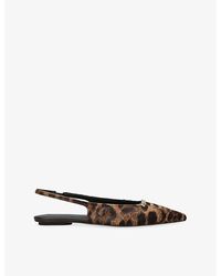 Tod's - Barretta Leopard-Print Calf-Hair Slingback Flats - Lyst