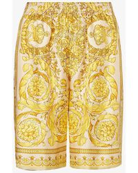 Versace - Baroque Graphic-print Silk Shorts - Lyst