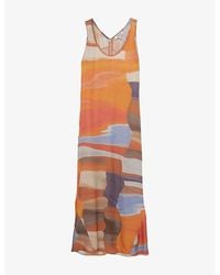 Reiss - Layla Sunset-Print Woven Midi Dress - Lyst