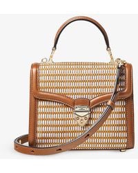 Aspinal of London - Mayfair Midi Raffia And Leather Shoulder Bag - Lyst