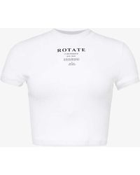 ROTATE SUNDAY - Brand-print Round-neck Stretch-organic Cotton T-shirt - Lyst