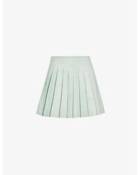 Self-Portrait - Bouclé-texture Pleated Mid-rise Woven Mini Skirt - Lyst