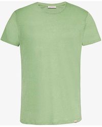 Orlebar Brown - Brand-tab Round-neck Linen T-shirt X - Lyst