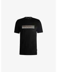BOSS - Stripe-Embroidered Regular-Fit Cotton-Jersey T-Shirt - Lyst