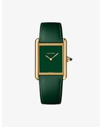 Cartier - Crwgta0286 Tank Louis Large 18Ct- And Leather Mechanical Watch - Lyst