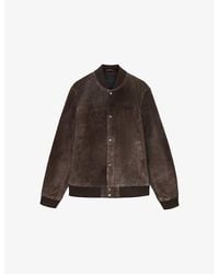AllSaints - Stafford Suede Bomber Jacket - Lyst