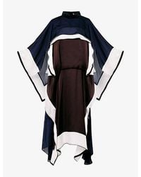 Sacai - Layered Cape Satin And Chiffon Midi Dress - Lyst