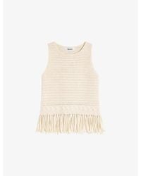 Ro&zo - Sleeveless Fringed-Hem Cotton Top - Lyst