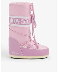 Moon Boot Brand-print Lace-up Shell Snow Boots - Pink