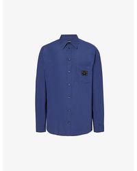 Dolce & Gabbana - Brand-plaque Curved-hem Regular-fit Cotton Shirt - Lyst