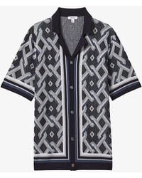Reiss - Vyhyde Geometric-print Short-sleeve Knitted Shirt X - Lyst