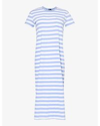 Polo Ralph Lauren - Striped Short-sleeved Cotton-jersey Midi Dress - Lyst