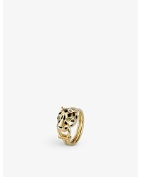 Cartier - Panthère De 18Ct- 0.02Ct Brilliant-Cut Diamond, Tsavorite, Onyx And Lacquer Ring - Lyst