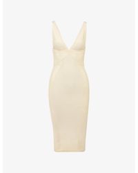 House Of Cb - The Sculpt Halter-Neck Bandage Stretch-Woven Midi Dress Xs (A-C Cup) - Lyst