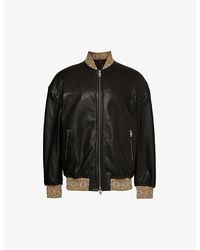 Etro - Relaxed-fit Contrast-trim Leather Jacket - Lyst