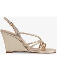 Reiss - Anya Strappy Metallic-leather Heeled Wedges - Lyst