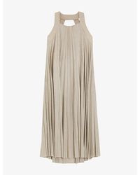 BOSS - Pleated Halterneck Stretch-Jersey Midi Dress - Lyst