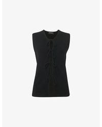 Whistles - Tie-Front Sleeveless Stretch-Knit Tank Top - Lyst