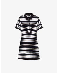 Maje - Stripe Short-Sleeve Cotton-Blend Knitted Mini Dress - Lyst