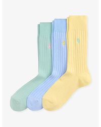 Polo Ralph Lauren - Pack Of Three Ribbed Cotton-Blend Socks - Lyst
