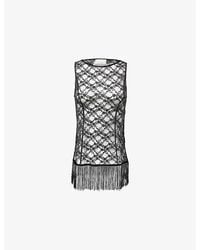 Reformation - Gabrielle Floral-Lace Mesh Knit Top - Lyst