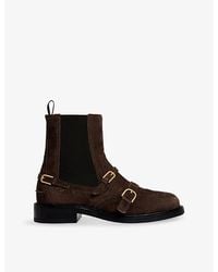 Sandro - Buckle Chelsea Suede Ankle Boots - Lyst