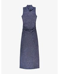Ro&zo - Robyn Sparkle Cowl-Neck Stretch-Woven Midi Dress - Lyst