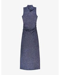Ro&zo - Robyn Sparkle Cowl-Neck Stretch-Woven Midi Dress - Lyst