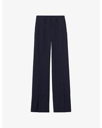 Claudie Pierlot - Straight-Leg Ankle-Slit Wool-Blend Trousers - Lyst