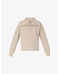 Sweaty Betty - Peaceful Half-Zip Ribbed Stretch-Cotton Sweatshirt - Lyst