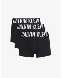 Calvin Klein - Logo-waistband Pack Of Three Stretch-cotton Trunks - Lyst