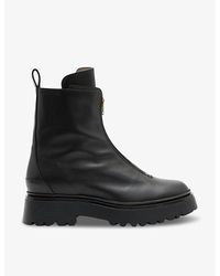 AllSaints - Ophelia Zip-embellished Leather Ankle Boots - Lyst