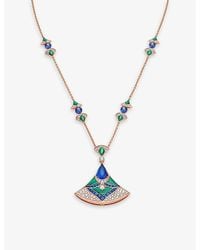BVLGARI - Divas' Dream 18Ct Rose- 0.23Ct And 2.29Ct Diamonds, 2.30Ct Sapphires, Tanzanite And Malachite Necklace - Lyst
