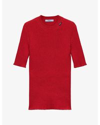 Prada - Ribbed-Knit Short-Sleeved Wool Jumper - Lyst