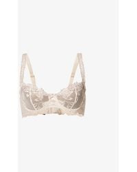 Aubade - Softessence Floral-embroidered Stretch-mesh Half-cup Bra - Lyst