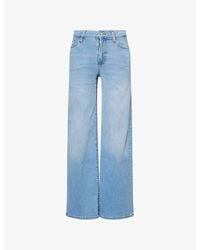 FRAME - Le Slim Palazzo Five-Pockets Wide-Leg High-Rise Stretch-Denim Blend Jeans - Lyst