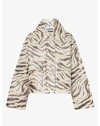 Ganni - Zebra-Print Canvas Barn Waxed Jacket - Lyst