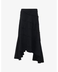 eem - Asymmetric-Hem Panelled Woven Midi Skirt - Lyst