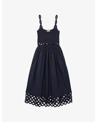 Reiss - Rita Cut-Out Knitted And Cotton Midi Dress - Lyst