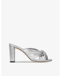 Jimmy Choo - Avenue 85 Knot-embellished Leather Heeled Mules - Lyst