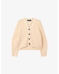 Whistles - V-Neck Knitted Cotton Cardigan - Lyst
