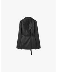 JOSEPH - Joubert Belted-Waist Double-Breasted Silk Blazer - Lyst