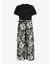 Sacai - Floral-print Flap-pocket Cotton Midi Dress X - Lyst