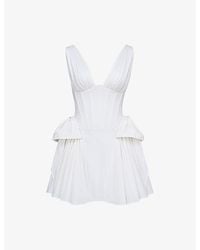 House Of Cb - Amalia Corset-Bodice Stretch-Cotton Mini Dress - Lyst