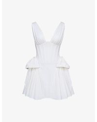 House Of Cb - Amalia Corset-Bodice Stretch-Cotton Mini Dress - Lyst