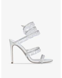 Rene Caovilla - Chandelier 105 Crystal-Embellished Heeled Leather Sandals - Lyst