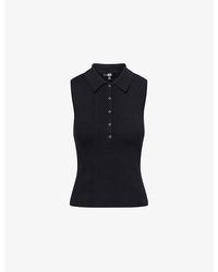 PAIGE - Vesta Polo-Collar Ribbed Knitted Top - Lyst